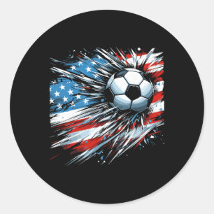 Sticker Rond Football Ll 4 juillet Garçons Drapeau Américain Pa