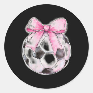 Sticker Rond Football Ll Rose Coquette Arc Ruban Fin Filles