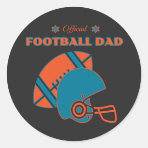 Sticker Rond Football papa sportifs amateurs orange bleu vintag