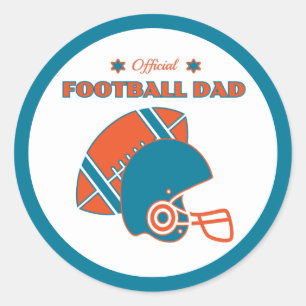 Sticker Rond Football papa sportifs amateurs orange bleu vintag