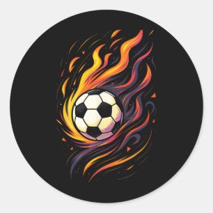 Sticker Rond Football Rétro Vintage Flammes de Football Sport B