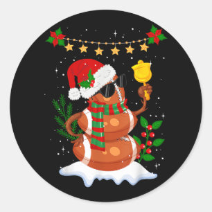 Sticker Rond Football Snowman Santa Hat Joyeux Noël