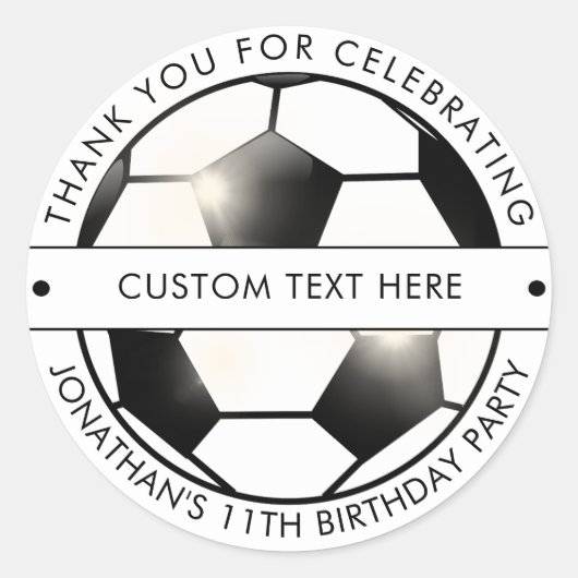 Sticker Rond Football Thème Anniversaire Fête Merci (Devant)