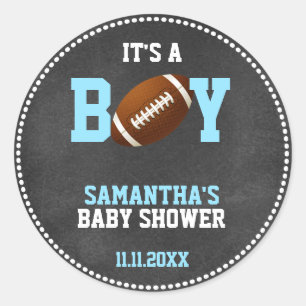 Sticker Rond Football Thème Baby shower Chalkboard Boy