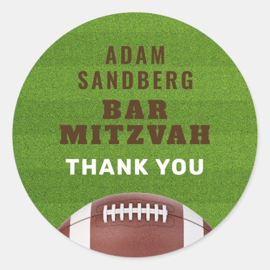 Sticker Rond Football Thème Bar Mitzvah (Devant)