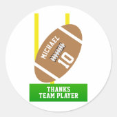 Sticker Rond Football Thème Sports Anniversaire Fête Merci (Devant)