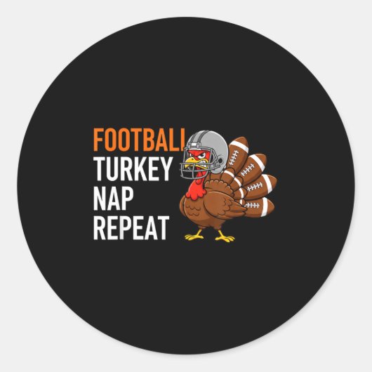 Sticker Rond Football Turkey Nap Repeat - Thanksgiving Dad & (Devant)