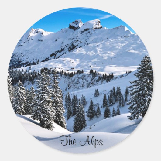 Sticker Rond Foothills of the Alps, scenic winter photographe (Devant)