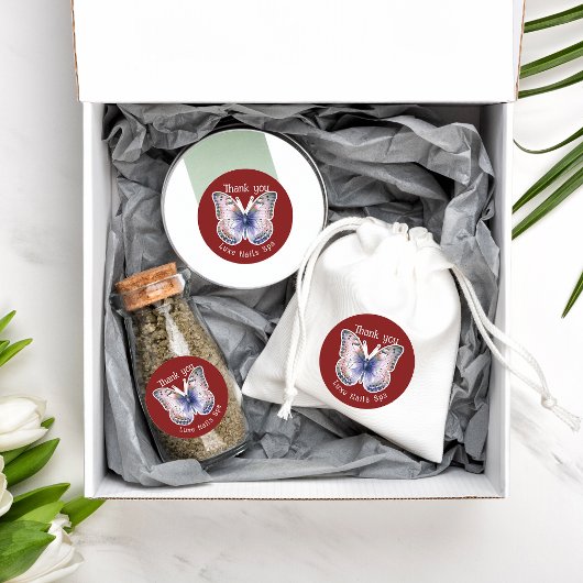 Sticker Rond For Business Butterfly Custom Shop Name Thank You