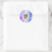 Sticker Rond Force aquarelle rose violet Kraft avec amour (Sac)