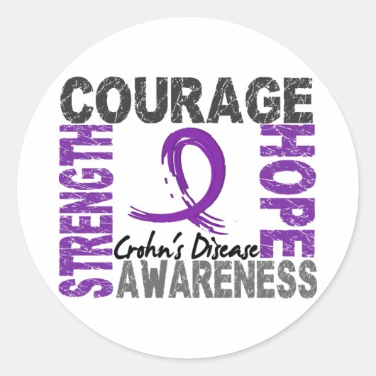Sticker Rond Force Courage Espoir La maladie de Crohn (Devant)