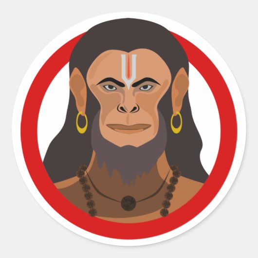 Sticker Rond Force et dévotion : La bénédiction de Hanuman (Devant)
