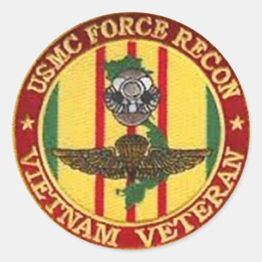 STICKER ROND FORCE RECON VIETNAM VETERAN (Devant)