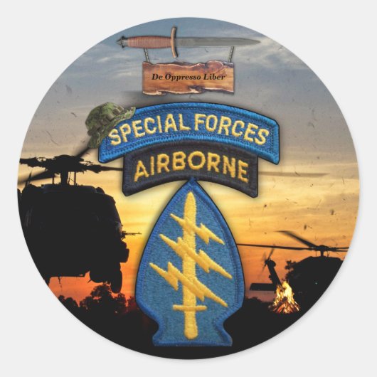 Sticker Rond Forces spéciales Green Berets anciens combattants (Devant)