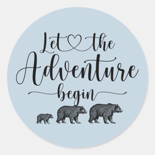 Sticker Rond Forest Adventure Mountains Baby shower Classic (Devant)