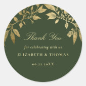 Sticker Rond Forest Foliage Botanical Elegant Wedding Favor (Devant)