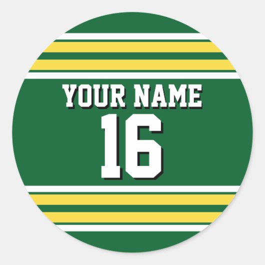 Sticker Rond Forest Green with Yellow White Stripes (Devant)