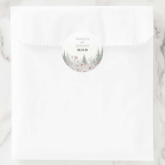 Sticker Rond Forest Meadow Wedding (Sac)