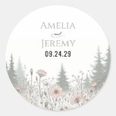 Sticker Rond Forest Meadow Wedding (Devant)