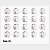 Sticker Rond Forêt Bois hiver neige Mariage rouge (Feuille)