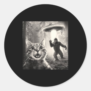 Sticker Rond Forêt d'arbres de selfie de chat extraterrestre Uf
