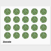 Sticker Rond Forêt de bambou sur bleu clair (Feuille)