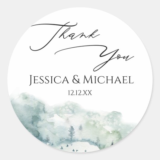 Sticker Rond Forêt de bois d'aquarelle (Devant)