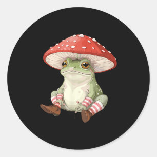Sticker Rond Forêt de champignons de grenouille Nature esthétiq
