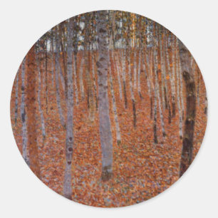 Sticker Rond Forêt de hêtres de Klimt