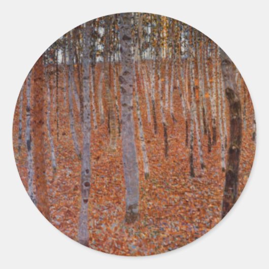 Sticker Rond Forêt de hêtres de Klimt (Devant)