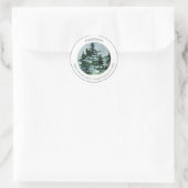 Sticker Rond Forêt de pins aquarelle (Sac)