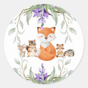 Sticker Rond Forêt de verdure mignonne Animaux adorables Gif an