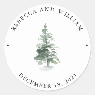 Sticker Rond Forêt d'hiver   MARIAGE