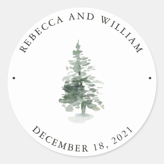 Sticker Rond Forêt d'hiver | MARIAGE (Devant)