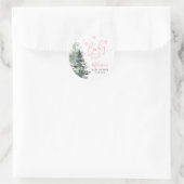 Sticker Rond Forêt d'hiver rose Il fait froid dehors Baby showe (Sac)