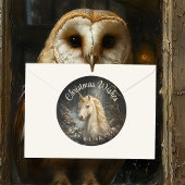 Sticker Rond Forêt Enchantée Licorne Corne d'Or Fantastique