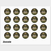 Sticker Rond Forêt Enchantée Rustique Florale Bois Mariage (Feuille)