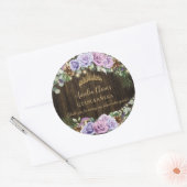Sticker Rond Forêt Enchantée Rustique violet Floral Quinceañera (Enveloppe)