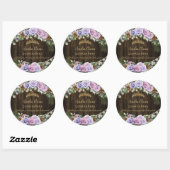 Sticker Rond Forêt Enchantée Rustique violet Floral Quinceañera (Feuille)
