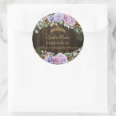 Sticker Rond Forêt Enchantée Rustique violet Floral Quinceañera (Sac)