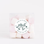 Sticker Rond Forêt Green Mint à être personnalisée Mariage Fave<br><div class="desc">Les autocollants de faveur de mariage Punny sont "menthe to be" en vert foncé écriture lettrée accentuée de coeurs. Personnalisez avec vos noms et votre date de mariage.</div>