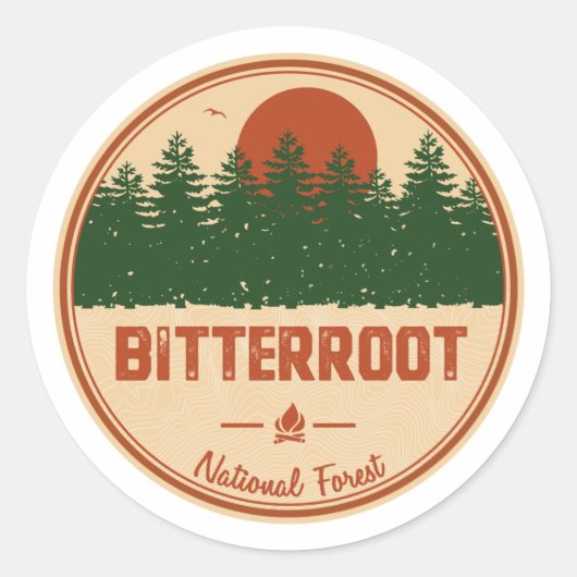 Sticker Rond Forêt nationale Bitterroot (Devant)