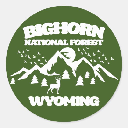 Sticker Rond Forêt nationale de Bighorn Wyoming (Devant)
