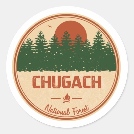 Sticker Rond Forêt nationale de Chugach (Devant)