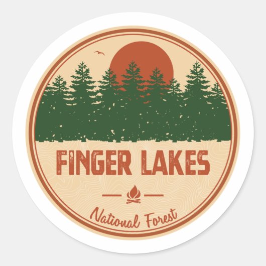 Sticker Rond Forêt nationale de Finger Lakes (Devant)