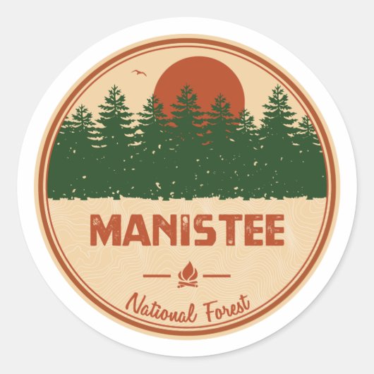 Sticker Rond Forêt nationale de Manistee (Devant)