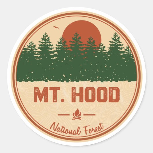 Sticker Rond Forêt nationale de Mt. Hood (Devant)