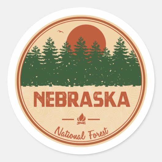 Sticker Rond Forêt nationale du Nebraska (Devant)