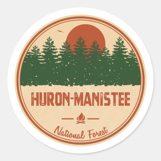 Sticker Rond Forêt nationale Huron-Manistee (Devant)