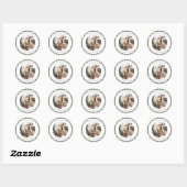 Sticker Rond Forêt personnalisée Vert Plaid Rustique Photo Noël (Feuille)